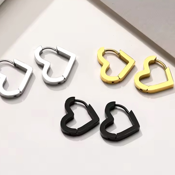 Alba - Gold Stainless Steel Heart Hoop Earrings - Picture 10 of 10